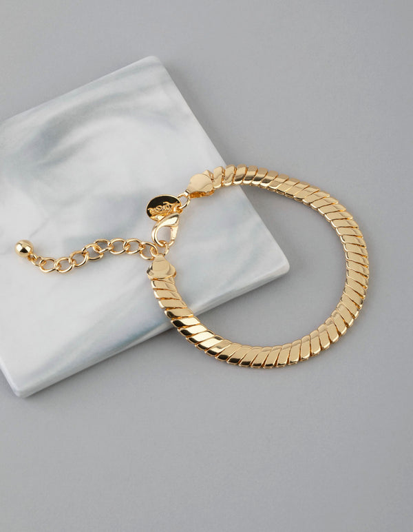 18ct Gold Plated Brass Flat Chain Bracelet