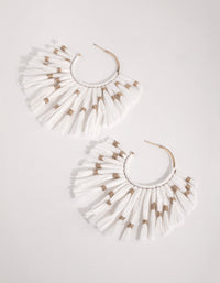 Gold Raffia Statement Fan Hoop Earrings - link has visual effect only