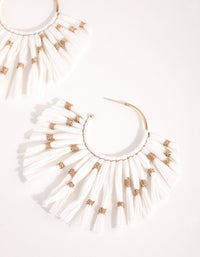 Gold Raffia Statement Fan Hoop Earrings - link has visual effect only