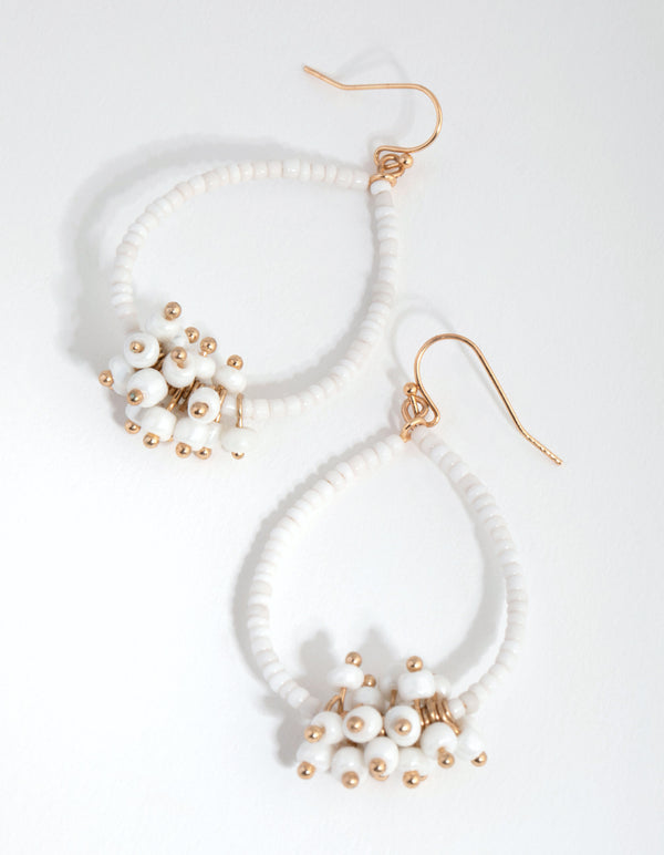 Gold Bead Cluster Teardrop Earrings