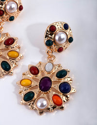 Gold Technicolour Round Earrings - link has visual effect only