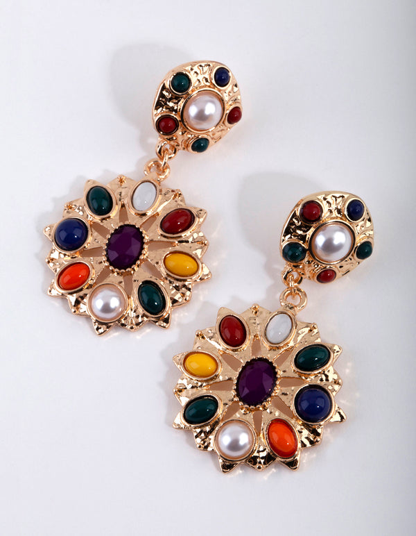 Gold Technicolour Round Earrings