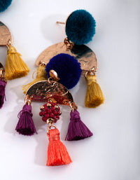 Festival Pom Pom Tassel Drop Earrings - link has visual effect only