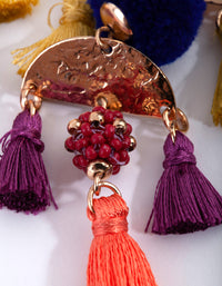 Festival Pom Pom Tassel Drop Earrings - link has visual effect only