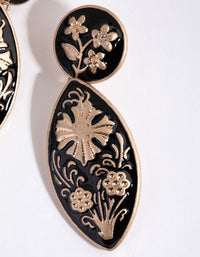 Gold Floral Enamel Drop Earrings - link has visual effect only