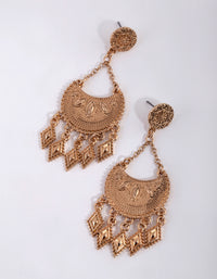 Antique Gold Metal Triangle Tassel Earrings - link has visual effect only