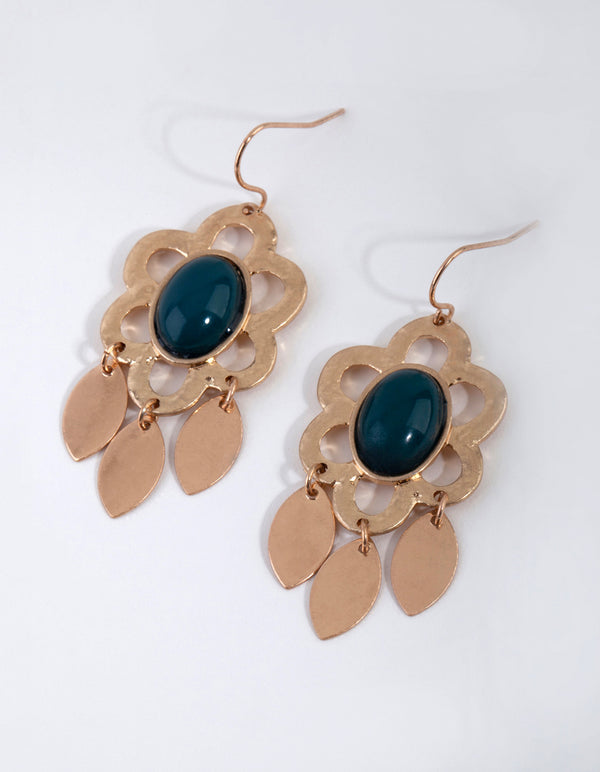 Gold Vintage Flower Drop Earrings