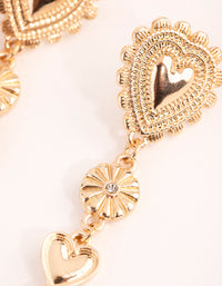 Gold Heart & Feather Drop Earrings - link has visual effect only