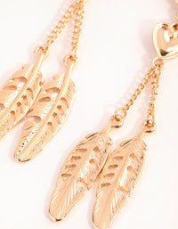 Gold Heart & Feather Drop Earrings - link has visual effect only