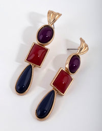 Worn Gold Stone Set Drop Earrings - link has visual effect only