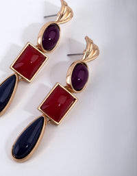 Worn Gold Stone Set Drop Earrings - link has visual effect only