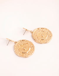 Washed Gold Large Stamp Disc Drop Earrings - link has visual effect only