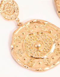 Washed Gold Large Stamp Disc Drop Earrings - link has visual effect only