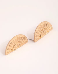 Washed Gold Embossed Half Dome Stud Earrings - link has visual effect only