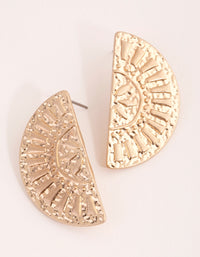 Washed Gold Embossed Half Dome Stud Earrings - link has visual effect only