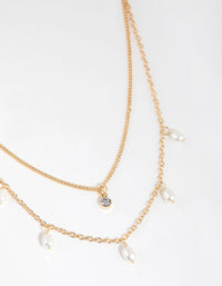 Gold Plated Freshwater Pearl Layered Necklace - link has visual effect only