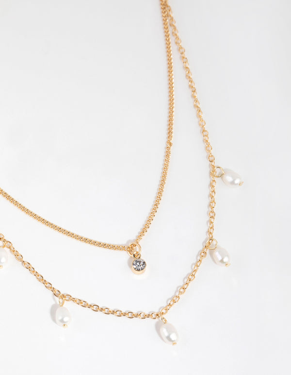 Gold Plated Freshwater Pearl Layered Necklace