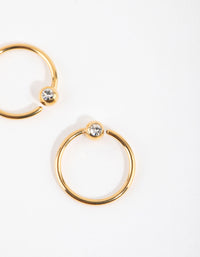 Gold Plated Surgical Steel Diamante End Hoop Earrings - link has visual effect only