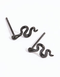 Matte Black Polished Snake Stud Earrings - link has visual effect only