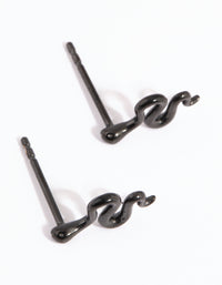 Matte Black Polished Snake Stud Earrings - link has visual effect only