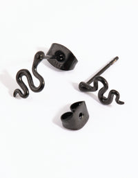 Matte Black Polished Snake Stud Earrings - link has visual effect only