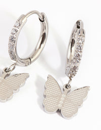 Surgical Steel Butterfly Charm Huggie Earrings - link has visual effect only