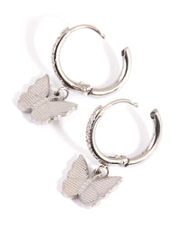 Surgical Steel Butterfly Charm Huggie Earrings - link has visual effect only