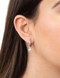 Surgical Steel Cubic Zirconia Lightning Bolt Huggie Earrings - link has visual effect only