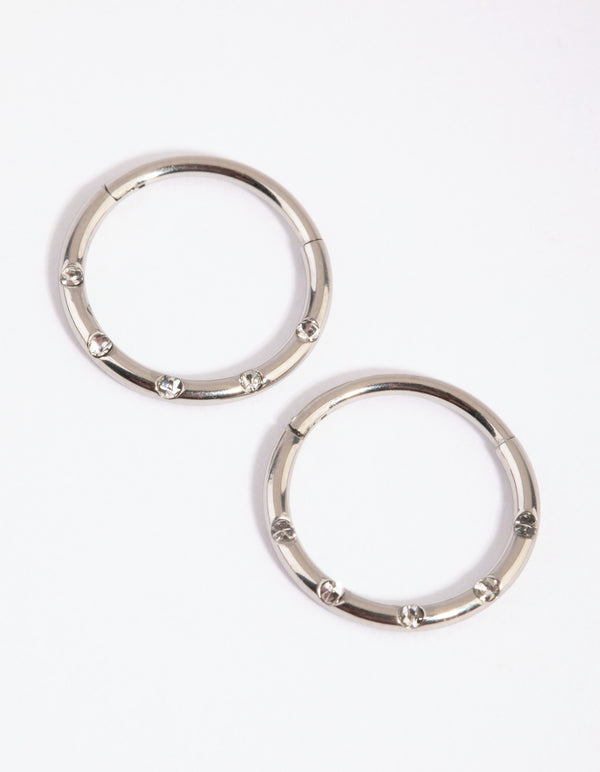 Surgical Steel Diamante 8mm Sleeper Earrings