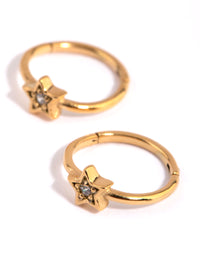 Gold Plated Surgical Steel Diamante Star Sleeper Earrings - link has visual effect only