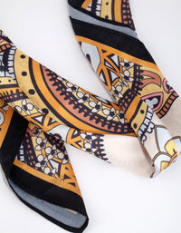 Black & Yellow 70s Print Bandana Hair Scarf - link has visual effect only