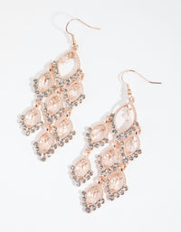 Rose Gold Diamante Teardrop Cascade Drop Earrings - link has visual effect only