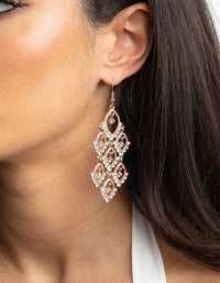 Rose Gold Diamante Teardrop Cascade Drop Earrings - link has visual effect only