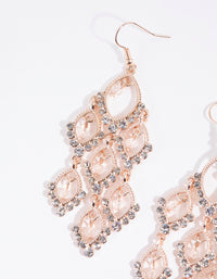 Rose Gold Diamante Teardrop Cascade Drop Earrings - link has visual effect only