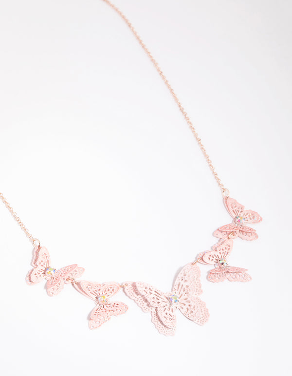 Kids Pink Butterfly Stamp Necklace