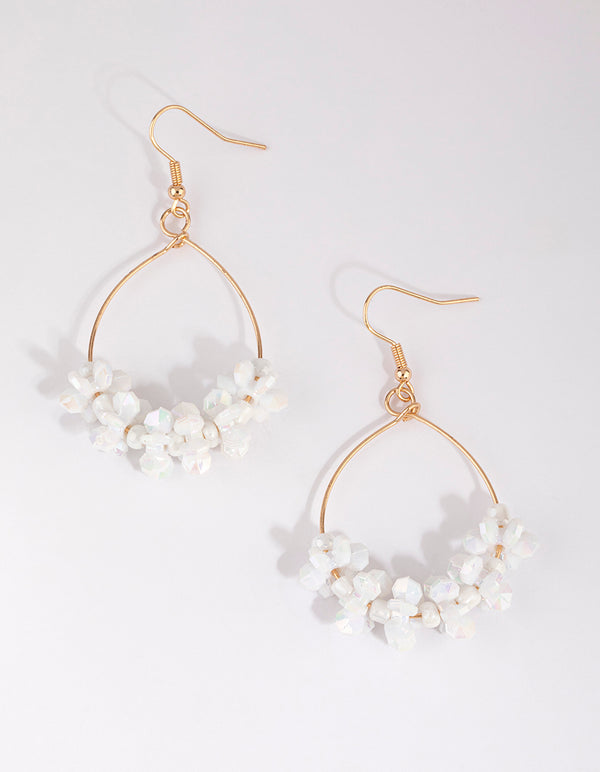 White Flower Drop Earrings