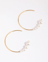 Gold Plated Sterling Silver Fine Pearl Hoop Earrings - link has visual effect only