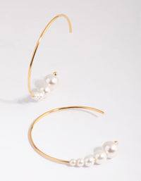 Gold Plated Sterling Silver Fine Pearl Hoop Earrings - link has visual effect only