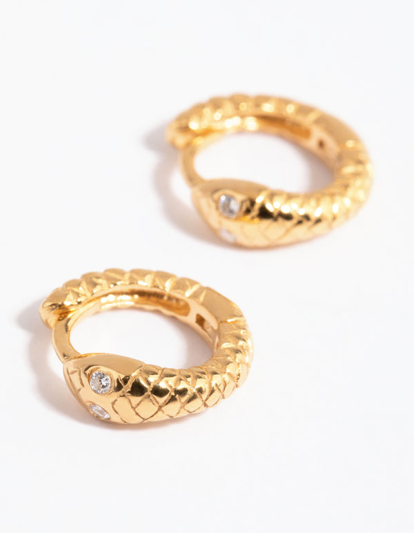 Diamond Snake Huggie Earrings 14k Gold - Etsy