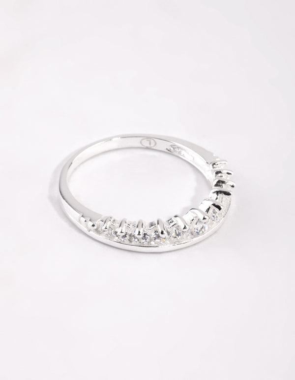 Sterling Silver Diamante Row Ring