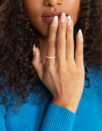 Sterling Silver Diamante Row Ring - link has visual effect only