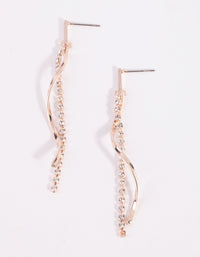 Rose Gold Diamante Twisted Drop Earrings - link has visual effect only