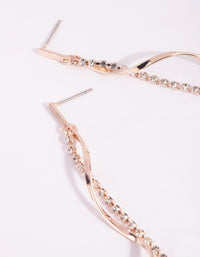 Rose Gold Diamante Twisted Drop Earrings - link has visual effect only