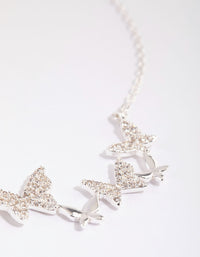 Silver Cubic Zirconia Multi Butterfly Necklace - link has visual effect only