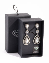 Silver Graduated Pearl Open Teardrop Earrings - link has visual effect only