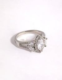 Silver Diamond Simulant Marquise Vintage Ring - link has visual effect only