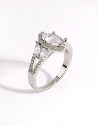 Silver Diamond Simulant Marquise Vintage Ring - link has visual effect only