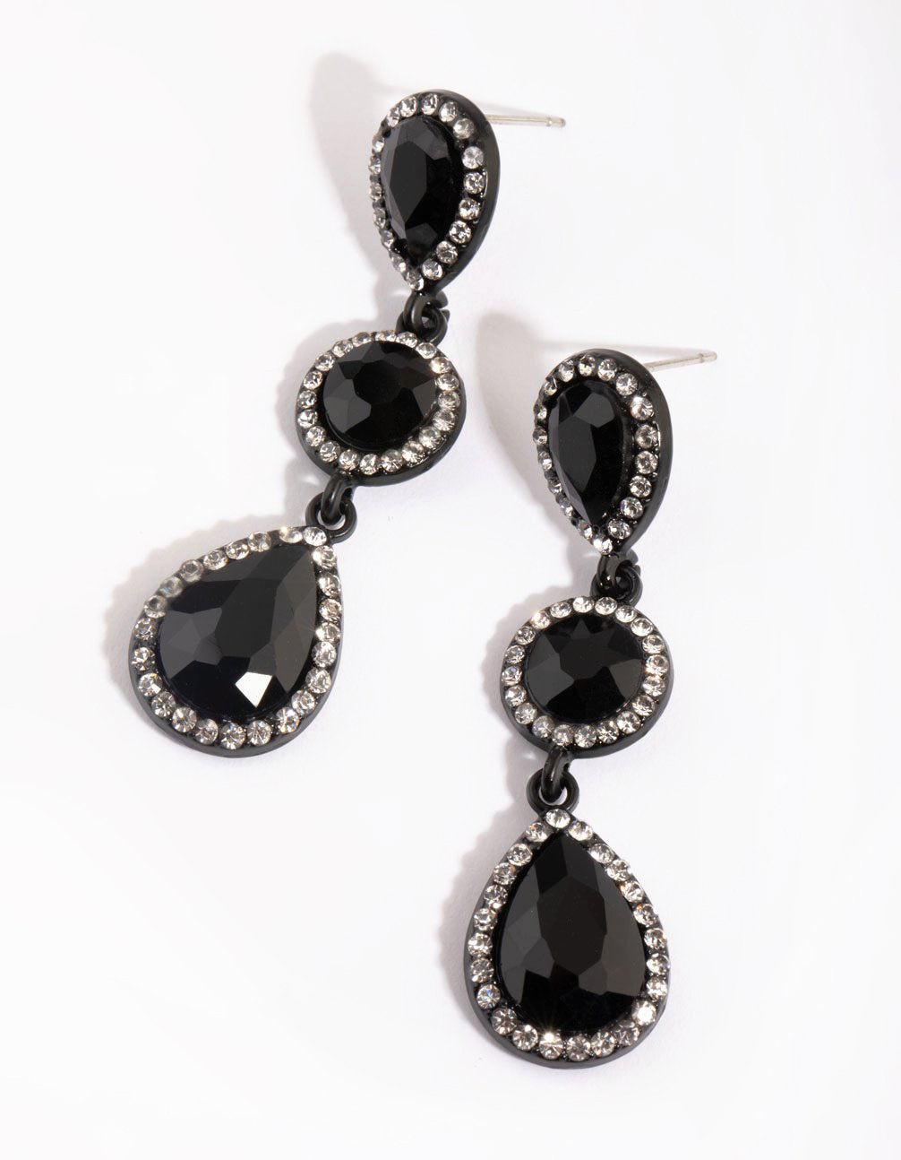 Women Black Alloy Jet Crystal Rhinestone Wedding Drop Dangle Earrings 08060  | eBay