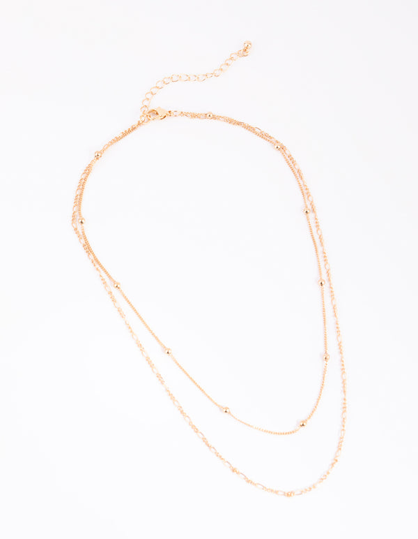 Gold Fine & Figaro Layered Necklace - Lovisa