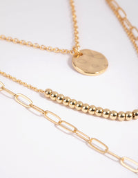 Gold Plated Disc & Ball Necklace Layered Necklace - link has visual effect only